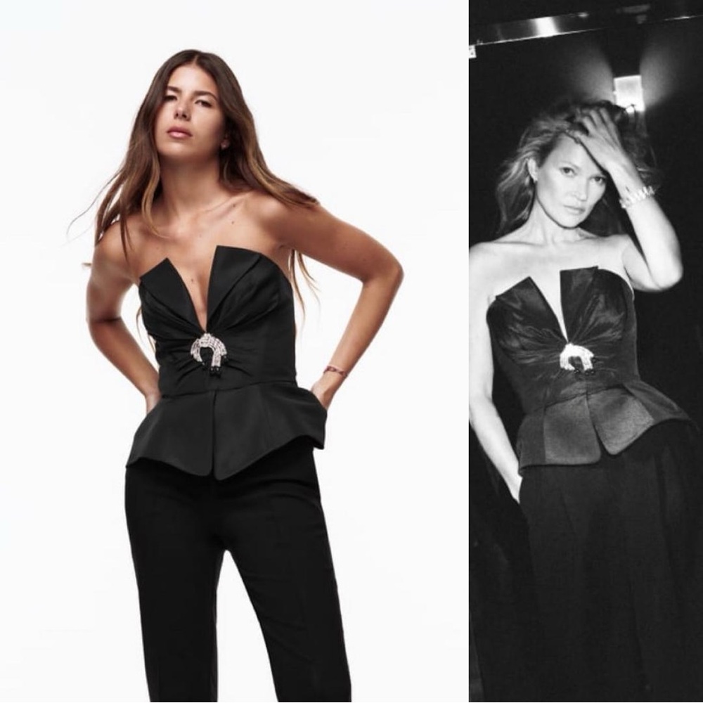Zara Into The Night Kate Moss Edition Peplum Bustier Corset Top Party NYE Black